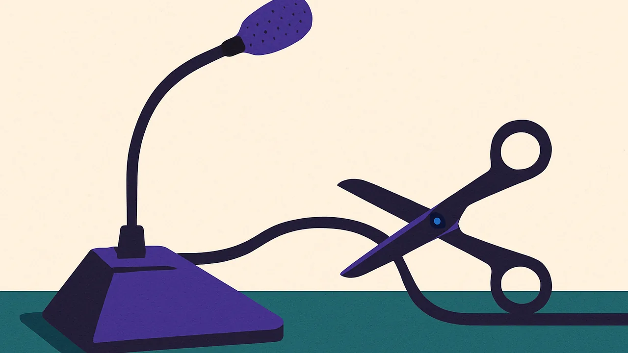 a conference table microphone with its cable cleanly cut