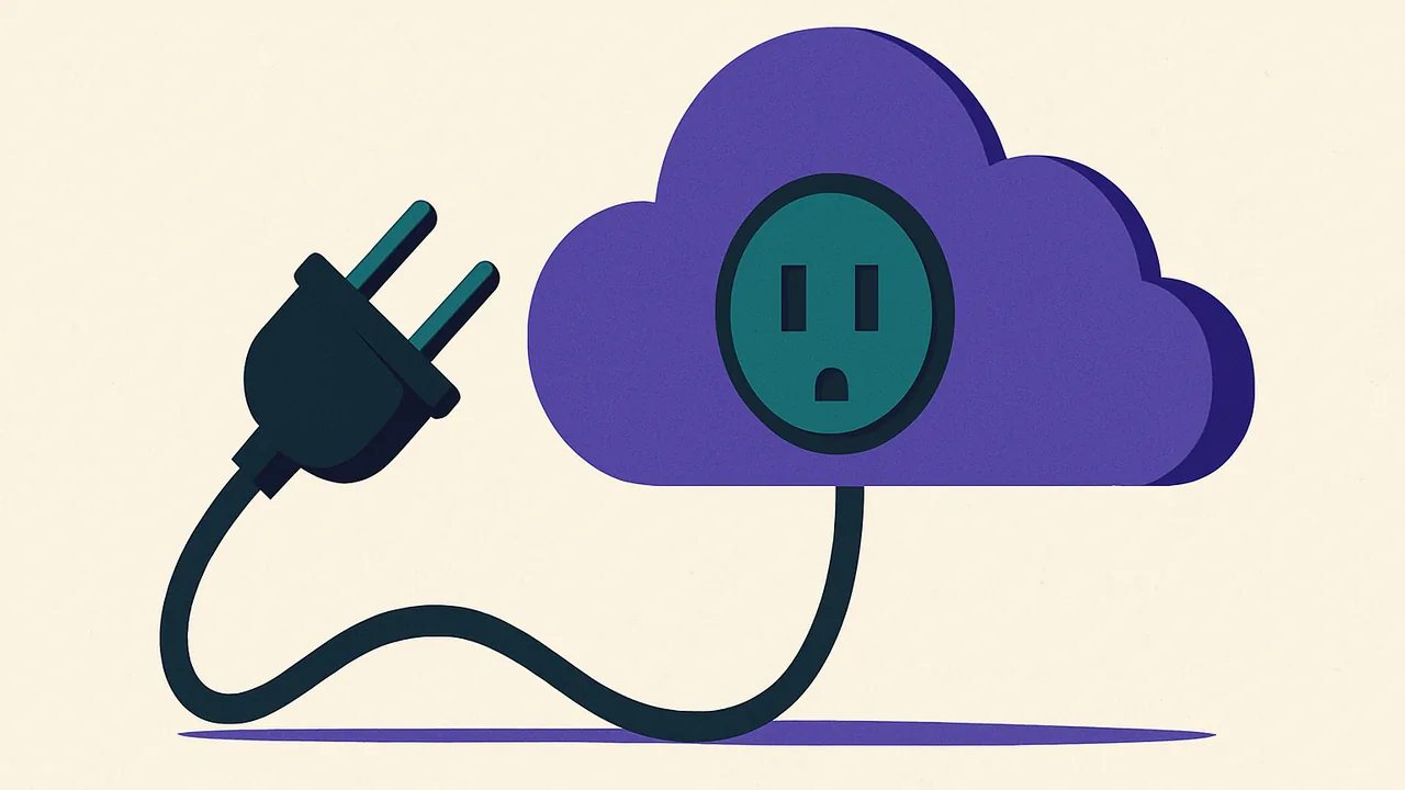 a power plug unplugged from a cloud-shaped outlet