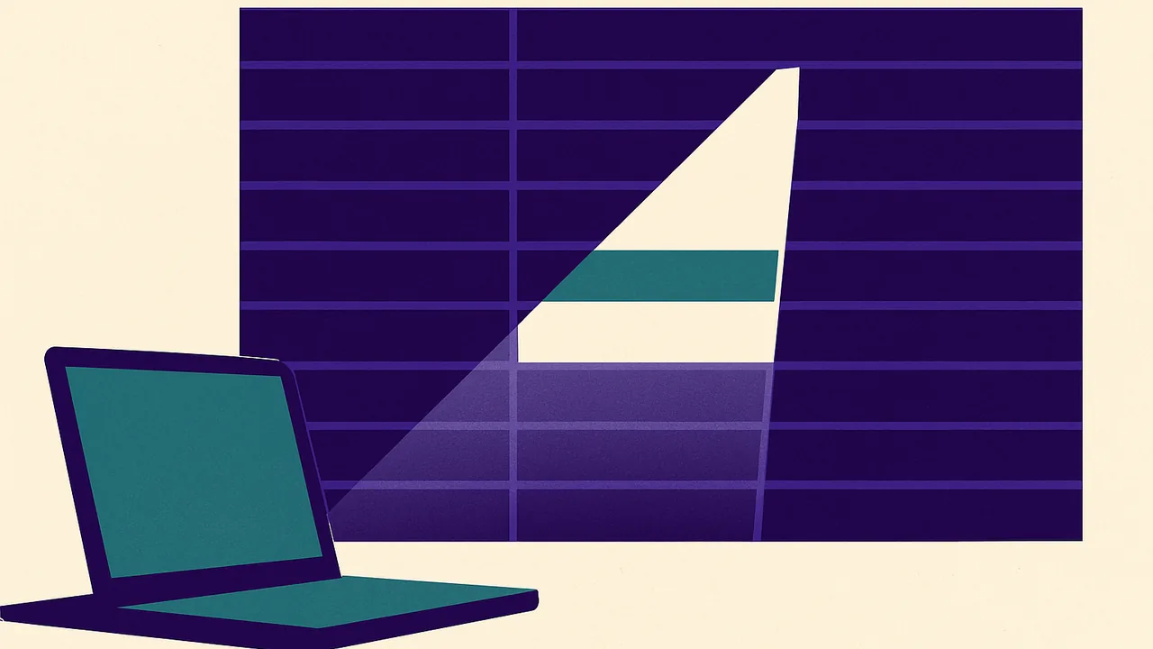 a single bright spotlight illuminating one line in a long, dark spreadsheet
