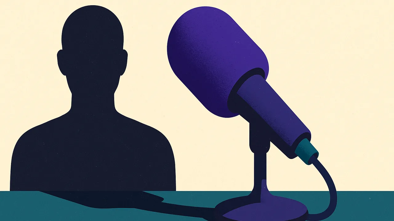a microphone casting a shadow that looks like a human silhouette