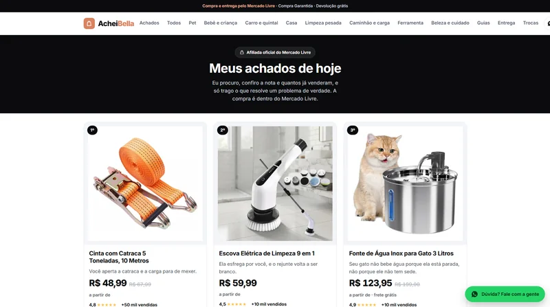 Vitrine Meus achados de hoje, com os produtos conferidos um por um