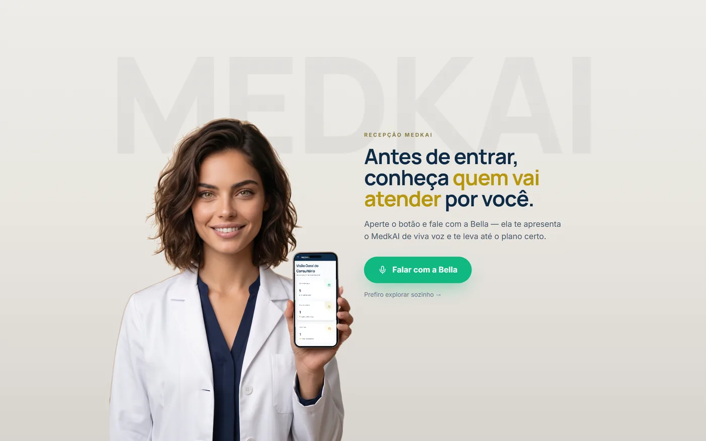 Painel de vis&atilde;o geral do consult&oacute;rio no MedkAI